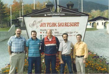 Jay Peak Resort, Jay, Vermont. 1985. Left to Right - Angie Incerpi, Norm Dube, Fred Kirchies, Len Gerardi, Steve Ridout