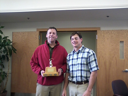 James Hawkes (l), winner of the Lunker Award, with Graham Goulette (r).
