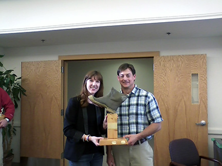  Julia Whidden won the Soggy Boot Award for her very funny (and also scientifically well done) presentation. Graham Goulette on right.