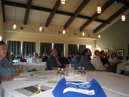 A captive audience during a presentation.