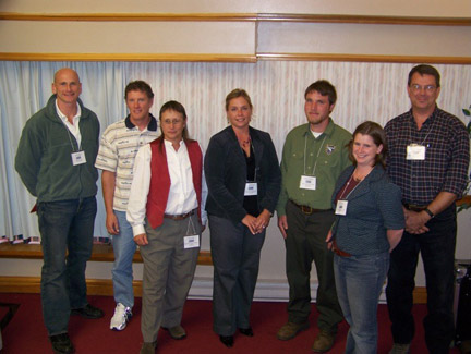 Monday morning presenters from left to right- Tim Vickers, Jon Carr, Joan Trial, Tara Marshall, Jason Czapiga, Eva Walker, Steve Shepard (2007 - President), Terry Melanson and Peter Cronin (chair) missing from picture.