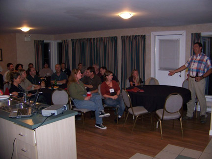 Sunday night informal session at the cabin, introduction by current president Steve Shepard.